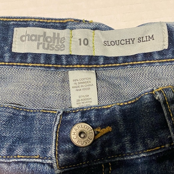 Charlotte Russe size 10 slouchy slim distressed thrashed stretch capri jeans - Picture 9 of 10